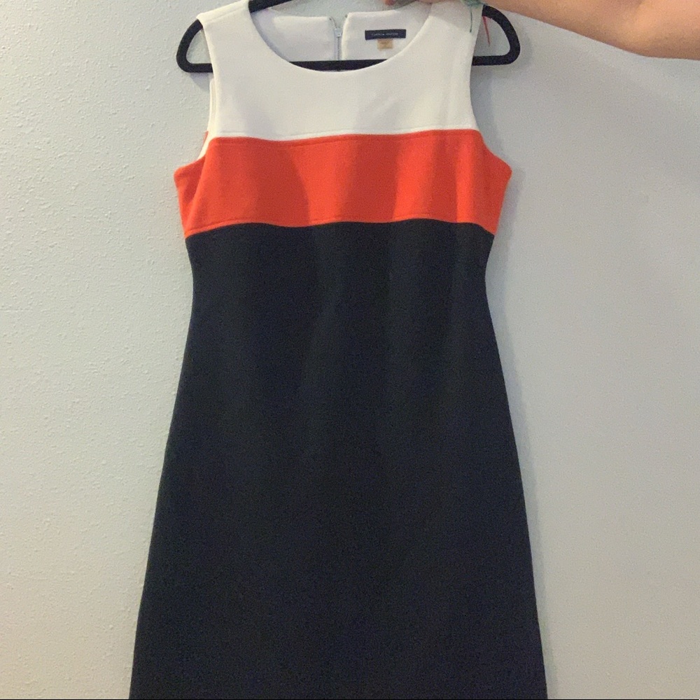 Tommy Hilfiger white coral and black tank top dress color black size 8 womens